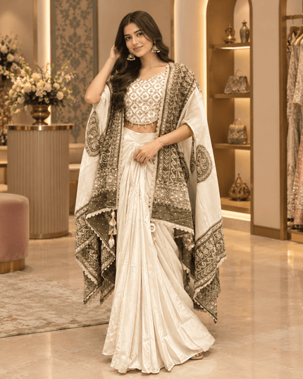 Indo-Western Mirror-Work Dhoti Set - Rosepetals Luxe