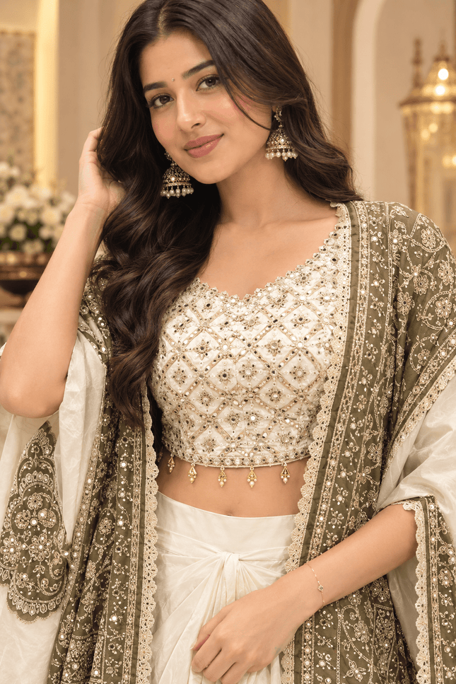 Indo-Western Mirror-Work Dhoti Set - Rosepetals Luxe