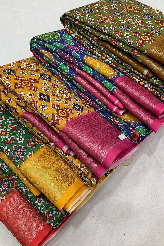 Kalamkari Fancy Soft Cotton Saree | Traditional Printed | Rosepetals Luxe - Rosepetals Luxe