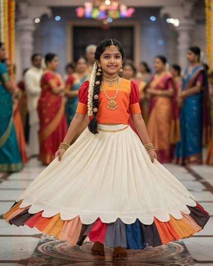 Kanakambaram Petal Set For Girls | Festive Wear - Rosepetals Luxe