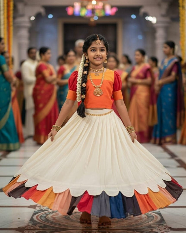 Kanakambaram Petal Set For Girls | Festive Wear - Rosepetals Luxe