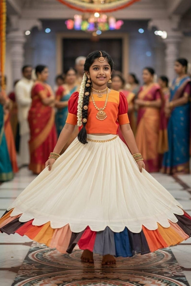 Kanakambaram Petal Set For Girls | Festive Wear - Rosepetals Luxe