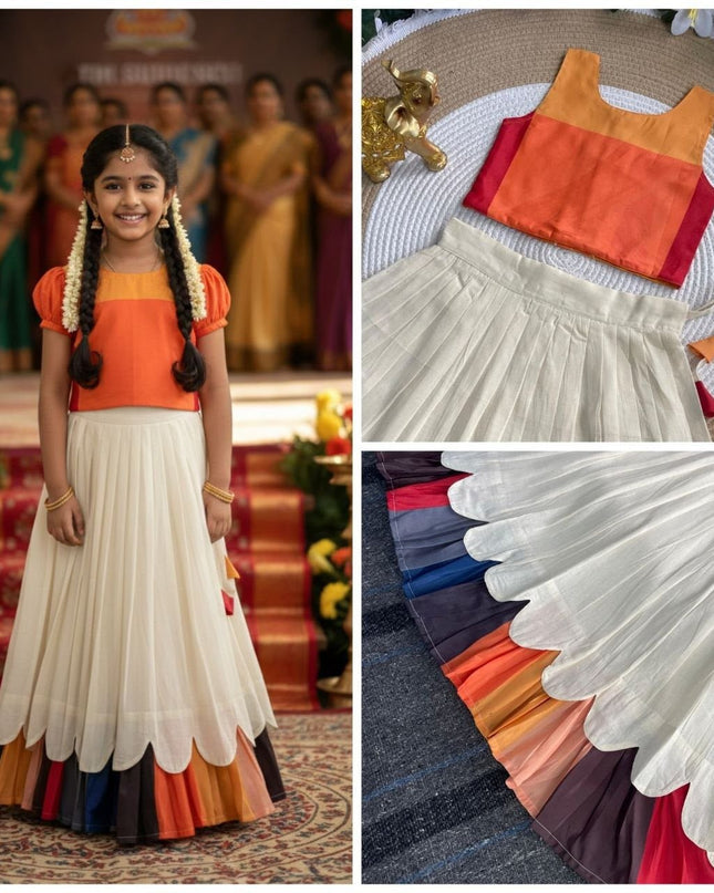Kanakambaram Petal Set For Girls | Festive Wear - Rosepetals Luxe