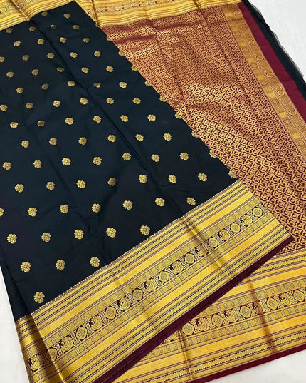 Kanchipuram Embossed Butta Saree | Luxe Silk | Festive & Bridal Wear | Rosepetals Luxe - Rosepetals Luxe