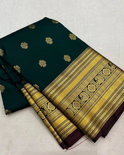 Kanchipuram Embossed Butta Saree | Luxe Silk | Festive & Bridal Wear | Rosepetals Luxe - Rosepetals Luxe