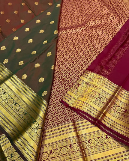 Kanchipuram Embossed Butta Saree | Luxe Silk | Festive & Bridal Wear | Rosepetals Luxe - Rosepetals Luxe