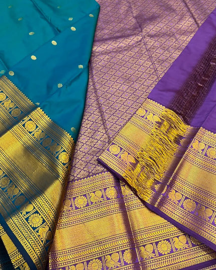 Kanchipuram Embossed Butta Saree | Luxe Silk | Festive & Bridal Wear | Rosepetals Luxe - Rosepetals Luxe
