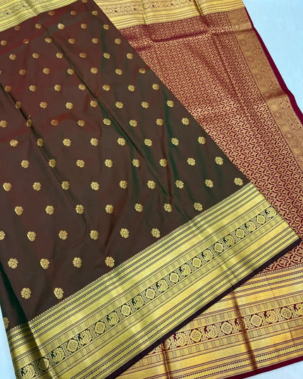 Kanchipuram Embossed Butta Saree | Luxe Silk | Festive & Bridal Wear | Rosepetals Luxe - Rosepetals Luxe