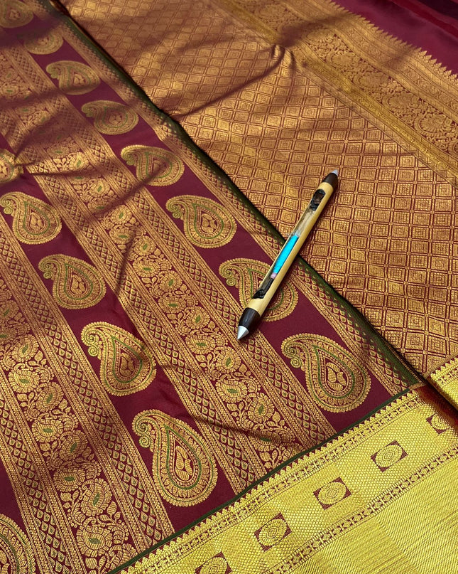 Kanchipuram Handloom Pure Silk Bridal Saree, 2 Gram Zari | New Launch - Rosepetals Luxe
