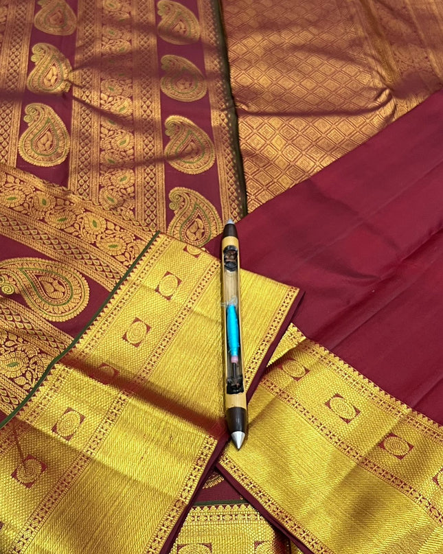 Kanchipuram Handloom Pure Silk Bridal Saree, 2 Gram Zari | New Launch - Rosepetals Luxe