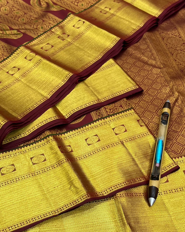 Kanchipuram Handloom Pure Silk Bridal Saree, 2 Gram Zari | New Launch - Rosepetals Luxe