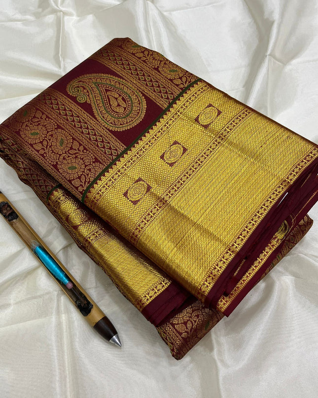 Kanchipuram Handloom Pure Silk Bridal Saree, 2 Gram Zari | New Launch - Rosepetals Luxe