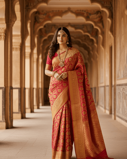 Kanchipuram Handloom Pure Silk Bridal Saree | 2 Gram Zari | Silk Mark Certified - Rosepetals Luxe
