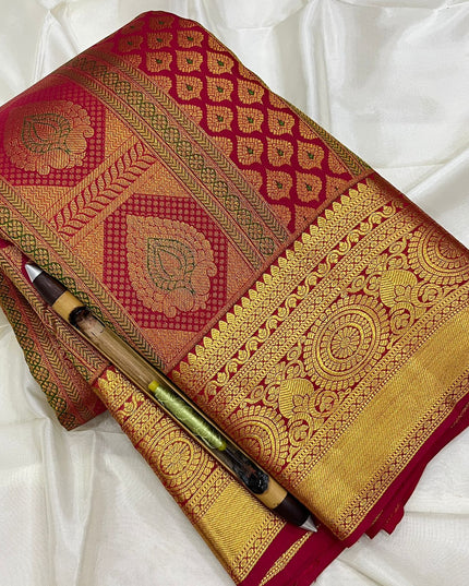 Kanchipuram Handloom Pure Silk Bridal Saree | 2 Gram Zari | Silk Mark Certified - Rosepetals Luxe