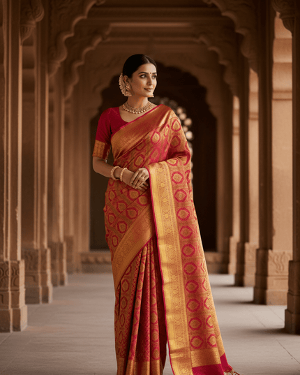 Kanchipuram Handloom Pure Silk Bridal Saree | 2 Gram Zari | Silk Mark Certified - Rosepetals Luxe