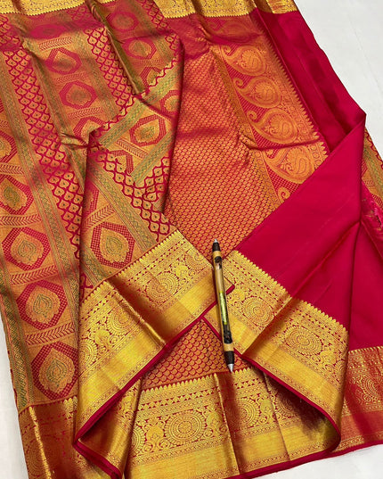 Kanchipuram Handloom Pure Silk Bridal Saree | 2 Gram Zari | Silk Mark Certified - Rosepetals Luxe