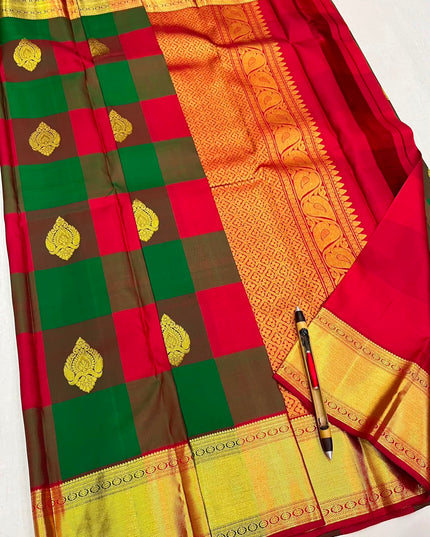 Kanchipuram Handloom Pure Silk Bridal Saree | Silk Mark Certified - Rosepetals Luxe