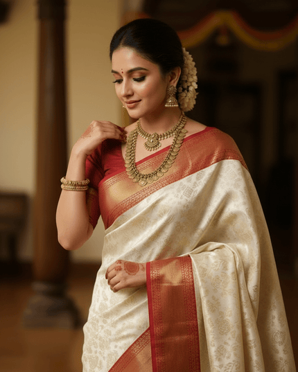 Kanchipuram Handloom Pure Silk Korvai Bridal Saree | Silk Mark Certified - Rosepetals Luxe