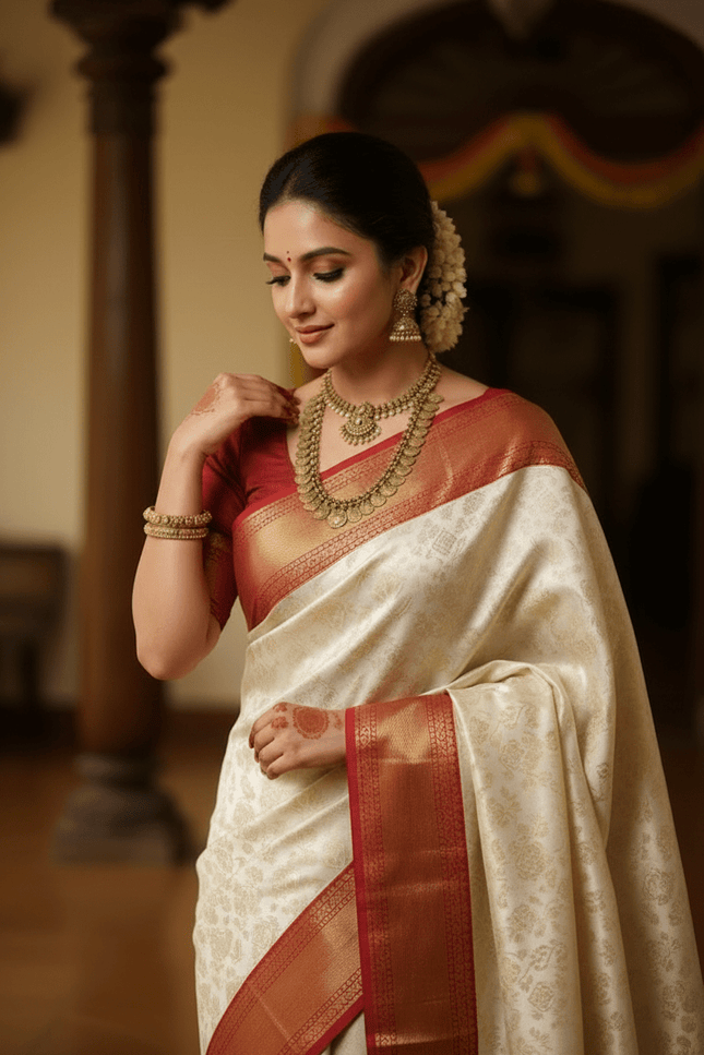 Kanchipuram Handloom Pure Silk Korvai Bridal Saree | Silk Mark Certified - Rosepetals Luxe