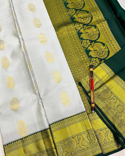 Kanchipuram Handloom Pure Silk Korvai Butta Saree – Silk Mark Certified - Rosepetals Luxe