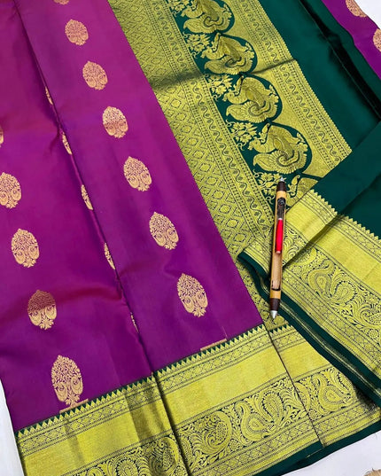 Kanchipuram Handloom Pure Silk Korvai Butta Saree – Silk Mark Certified - Rosepetals Luxe