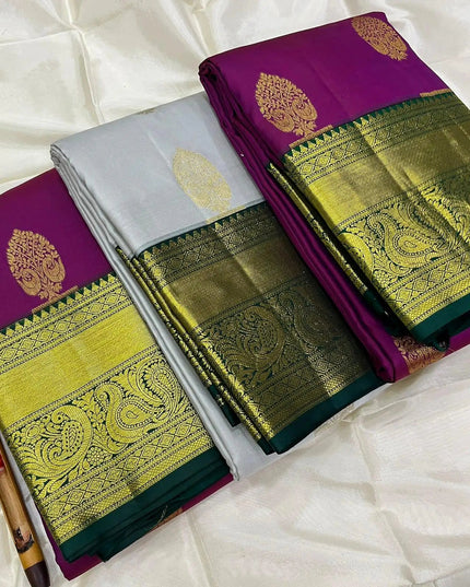 Kanchipuram Handloom Pure Silk Korvai Butta Saree – Silk Mark Certified - Rosepetals Luxe