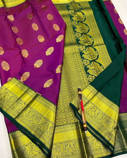 Kanchipuram Handloom Pure Silk Korvai Butta Saree – Silk Mark Certified - Rosepetals Luxe