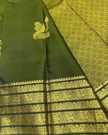 Kanchipuram Handloom Pure Silk Saree | Big Border Bridal Weave | Silk Mark Certified - Rosepetals Luxe