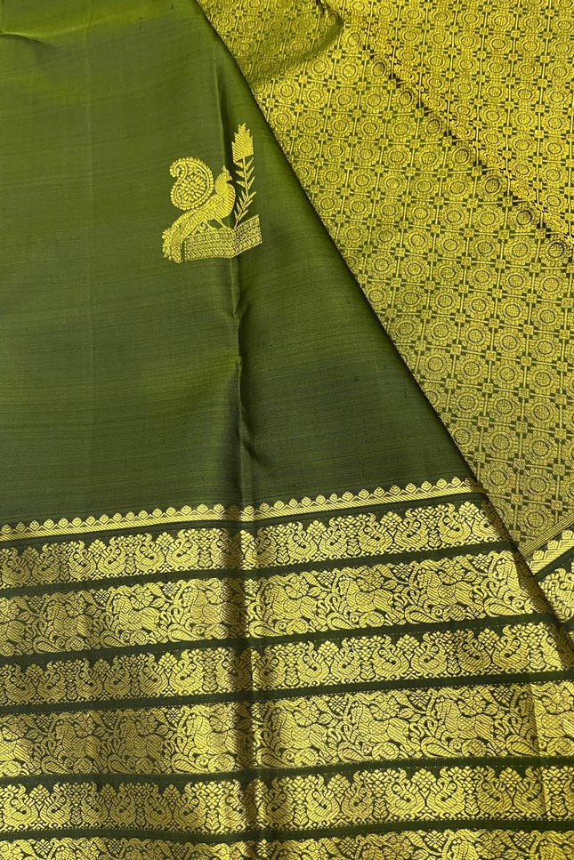Kanchipuram Handloom Pure Silk Saree | Big Border Bridal Weave | Silk Mark Certified - Rosepetals Luxe