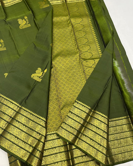Kanchipuram Handloom Pure Silk Saree | Big Border Bridal Weave | Silk Mark Certified - Rosepetals Luxe