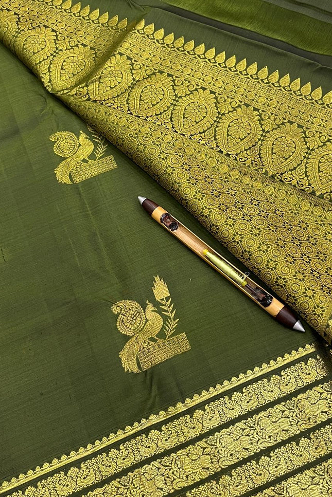 Kanchipuram Handloom Pure Silk Saree | Big Border Bridal Weave | Silk Mark Certified - Rosepetals Luxe