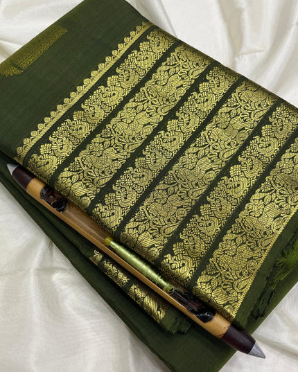 Kanchipuram Handloom Pure Silk Saree | Big Border Bridal Weave | Silk Mark Certified - Rosepetals Luxe