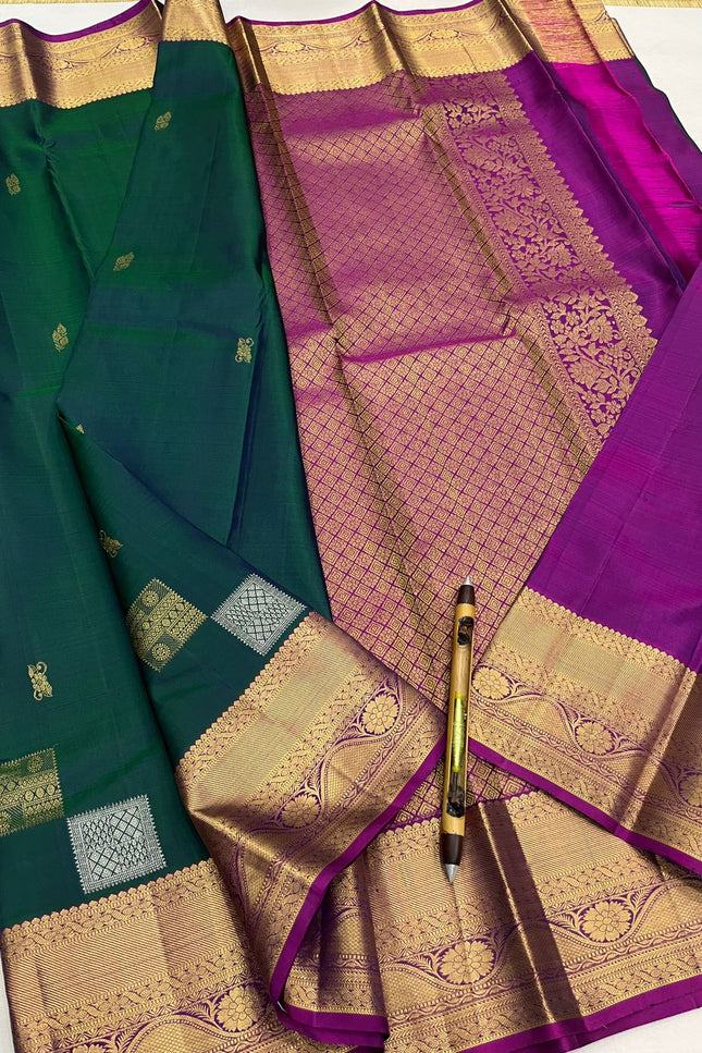 Kanchipuram Handloom Pure Silk Saree | Bridal Weave | Silk Mark Certified - Rosepetals Luxe