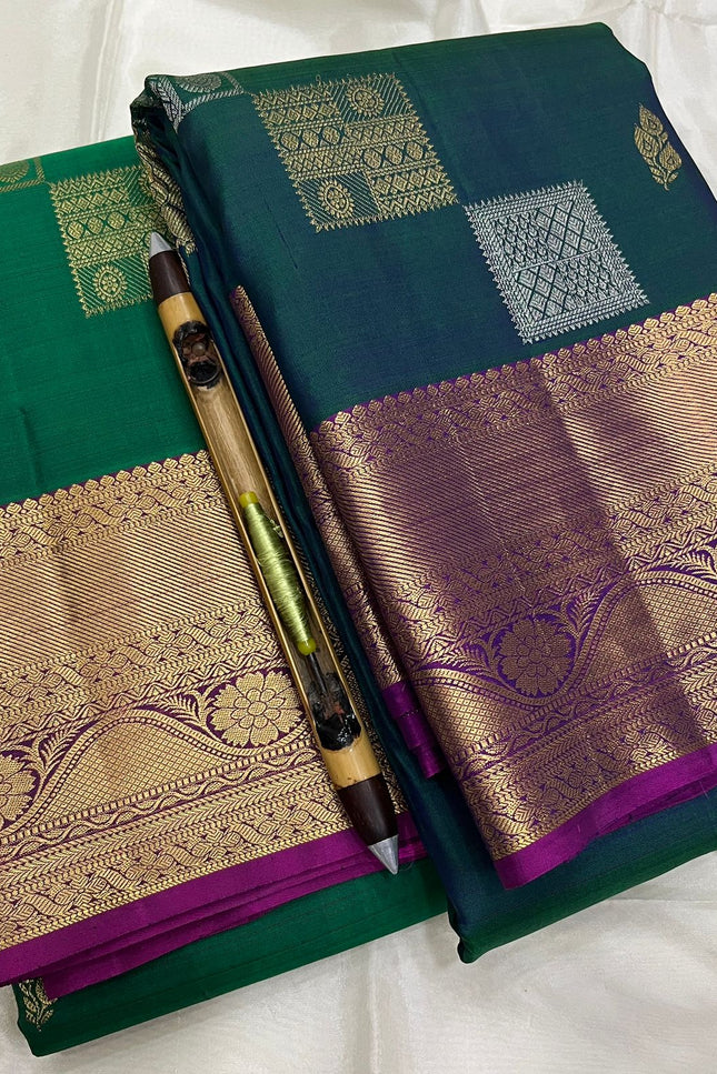 Kanchipuram Handloom Pure Silk Saree | Bridal Weave | Silk Mark Certified - Rosepetals Luxe
