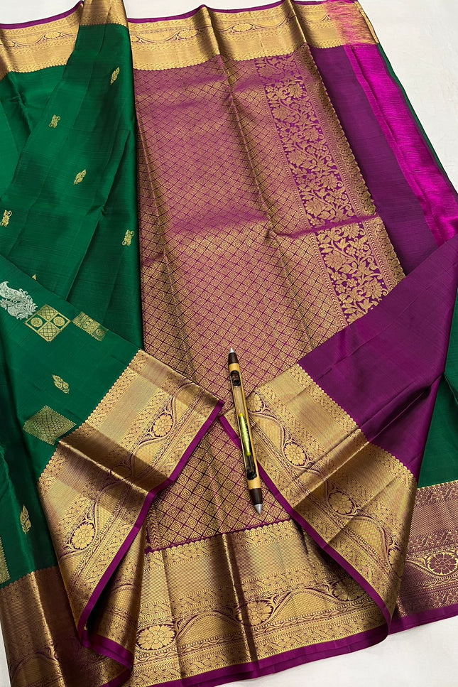 Kanchipuram Handloom Pure Silk Saree | Bridal Weave | Silk Mark Certified - Rosepetals Luxe