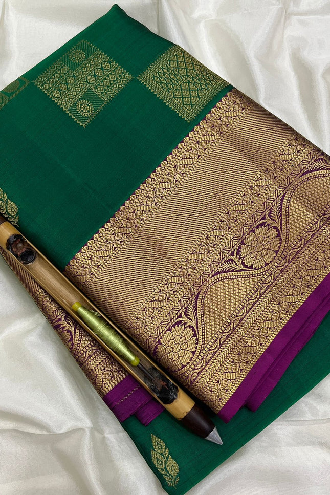 Kanchipuram Handloom Pure Silk Saree | Bridal Weave | Silk Mark Certified - Rosepetals Luxe