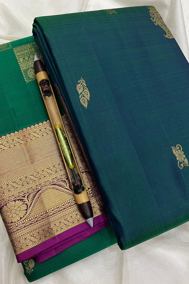 Kanchipuram Handloom Pure Silk Saree | Bridal Weave | Silk Mark Certified - Rosepetals Luxe