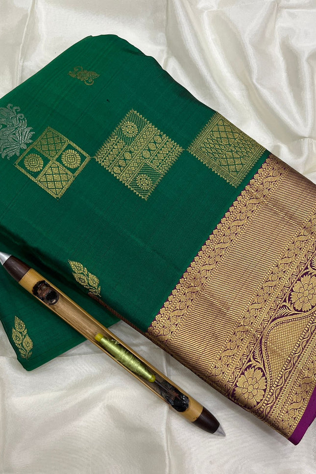 Kanchipuram Handloom Pure Silk Saree | Bridal Weave | Silk Mark Certified - Rosepetals Luxe