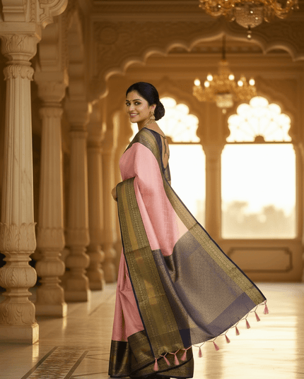Kanchipuram Handloom Pure Silk Saree | Korvai Bridal Collection - Rosepetals Luxe