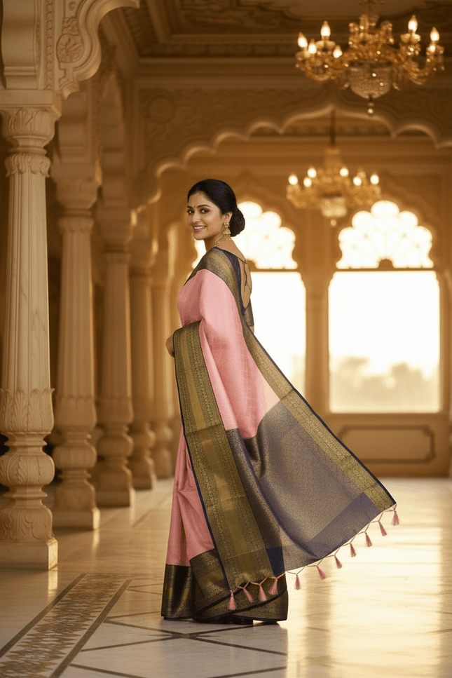 Kanchipuram Handloom Pure Silk Saree | Korvai Bridal Collection - Rosepetals Luxe