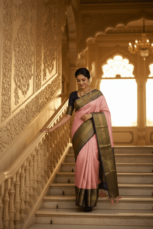 Kanchipuram Handloom Pure Silk Saree | Korvai Bridal Collection - Rosepetals Luxe