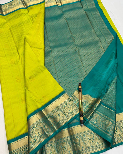 Kanchipuram Handloom Pure Silk Saree | Korvai Bridal Weave | Silk Mark Certified | Wedding & Festive Saree - Rosepetals Luxe