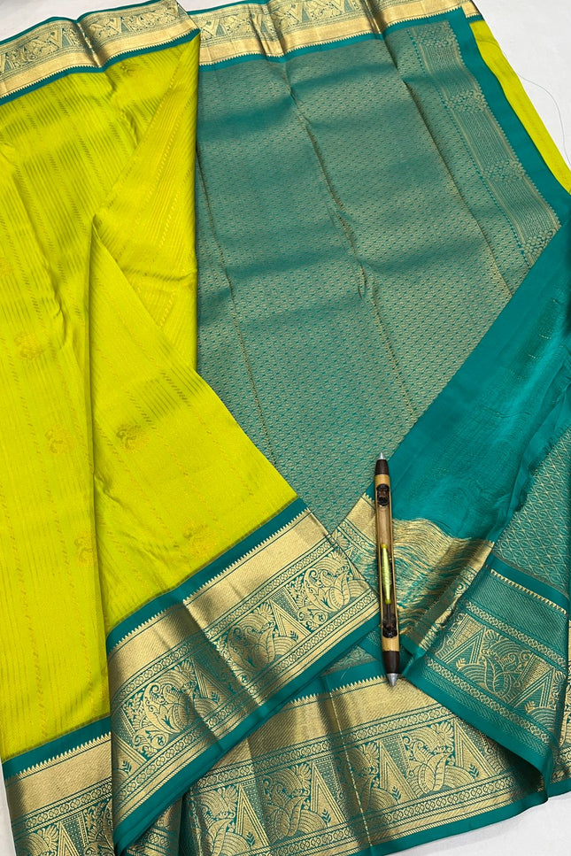 Kanchipuram Handloom Pure Silk Saree | Korvai Bridal Weave | Silk Mark Certified | Wedding & Festive Saree - Rosepetals Luxe