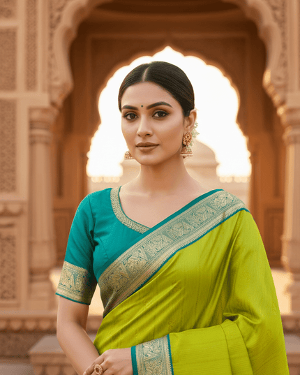 Kanchipuram Handloom Pure Silk Saree | Korvai Bridal Weave | Silk Mark Certified | Wedding & Festive Saree - Rosepetals Luxe