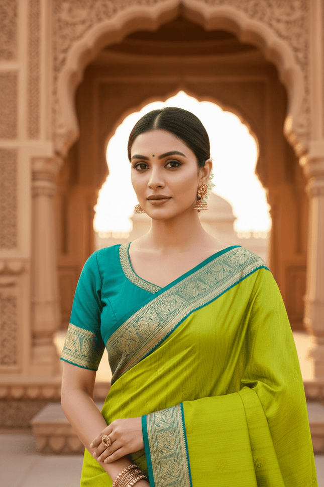 Kanchipuram Handloom Pure Silk Saree | Korvai Bridal Weave | Silk Mark Certified | Wedding & Festive Saree - Rosepetals Luxe