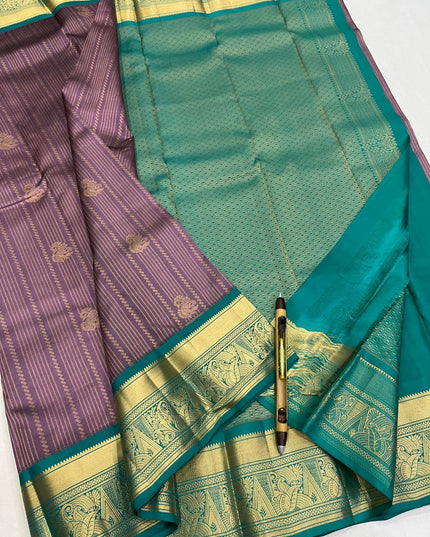 Kanchipuram Handloom Pure Silk Saree | Korvai Bridal Weave | Silk Mark Certified | Wedding & Festive Saree - Rosepetals Luxe