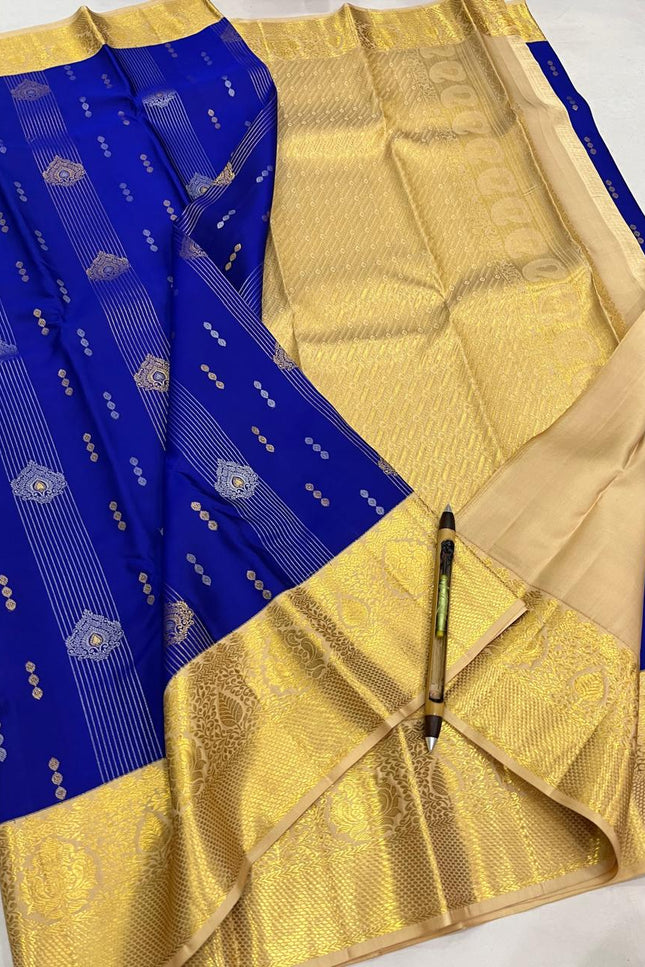 Kanchipuram Handloom Pure Silk Saree | Korvai Butta with Silk Mark Certificate - Rosepetals Luxe