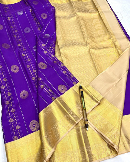 Kanchipuram Handloom Pure Silk Saree | Korvai Butta with Silk Mark Certificate - Rosepetals Luxe