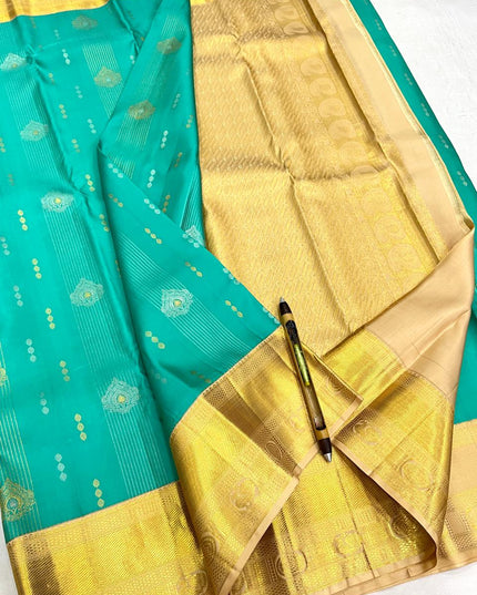 Kanchipuram Handloom Pure Silk Saree | Korvai Butta with Silk Mark Certificate - Rosepetals Luxe