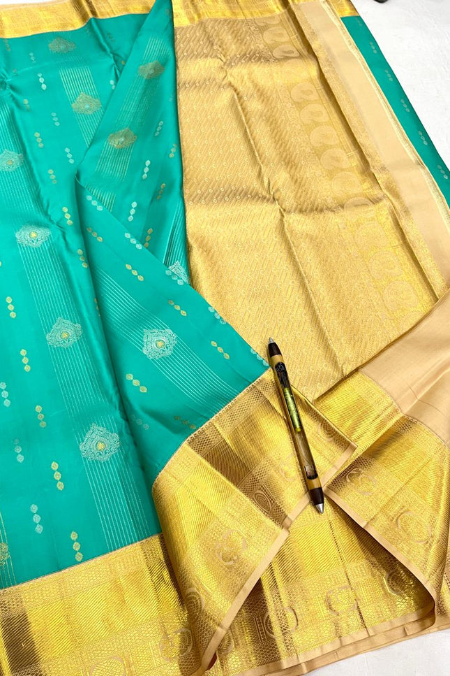 Kanchipuram Handloom Pure Silk Saree | Korvai Butta with Silk Mark Certificate - Rosepetals Luxe